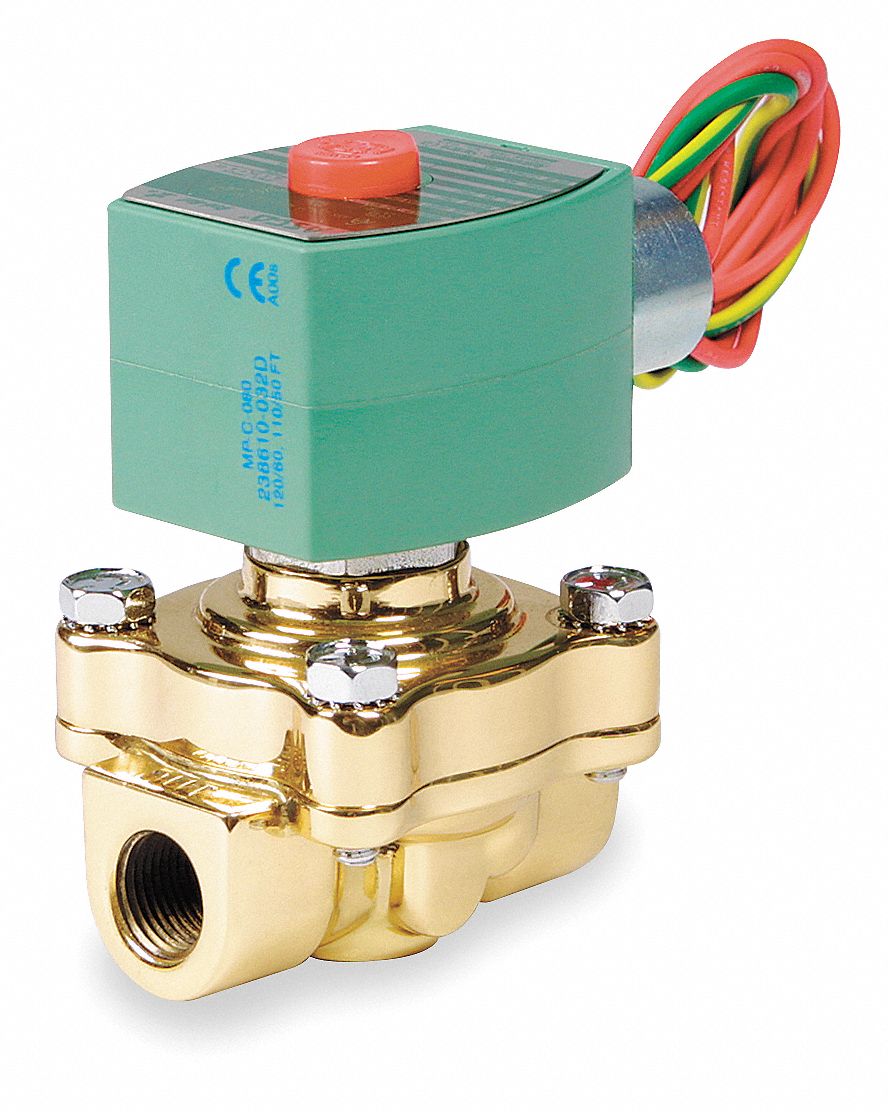 SOLENOID VALVE: 2-WAY, NORMALLY CLOSED, ½ IN PIPE SIZE, 110V AC/120V AC, HIGH TEMP