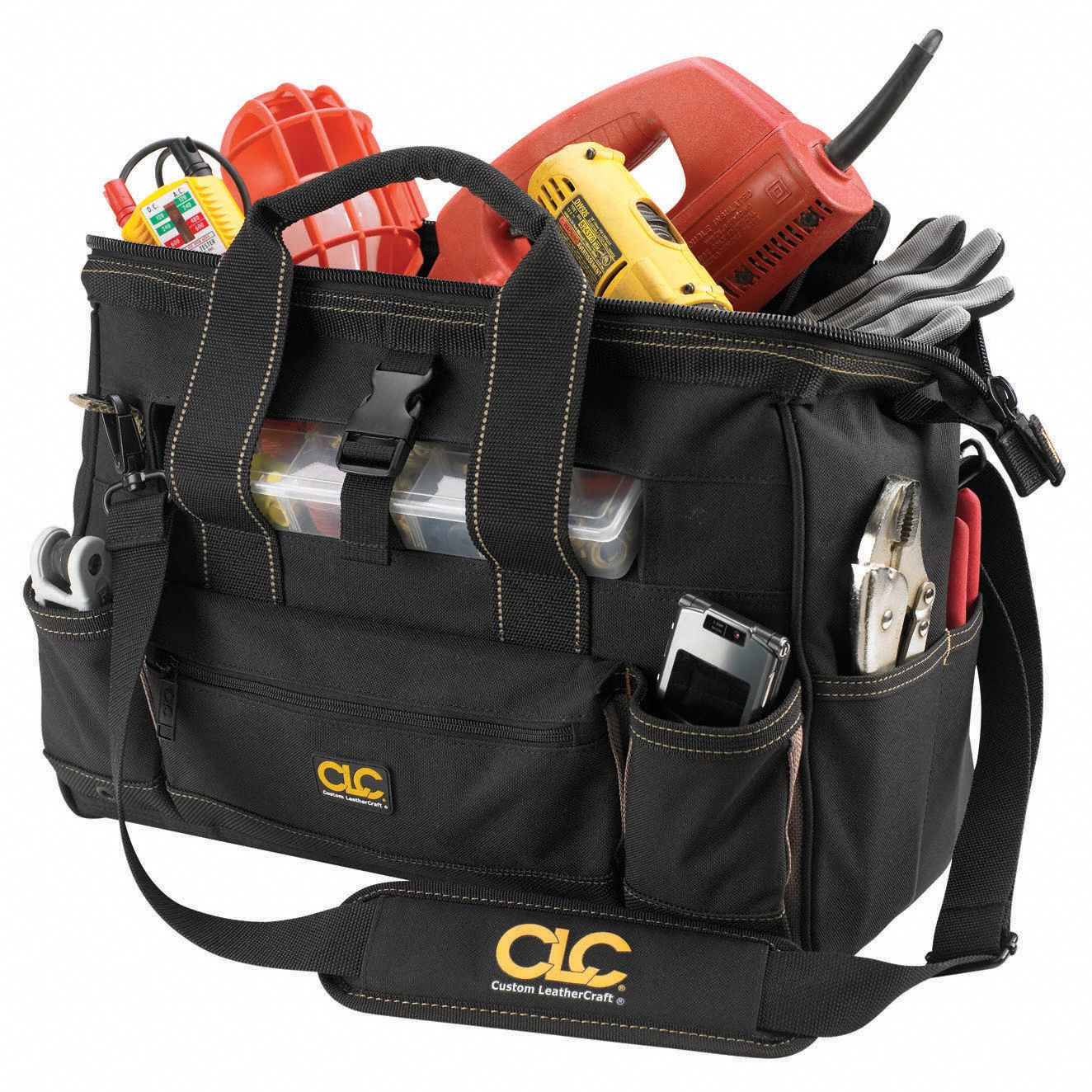 CLC Tool Bag Polyester, 25 Pockets, 16 in Overall Wd, 8 in Overall Dp