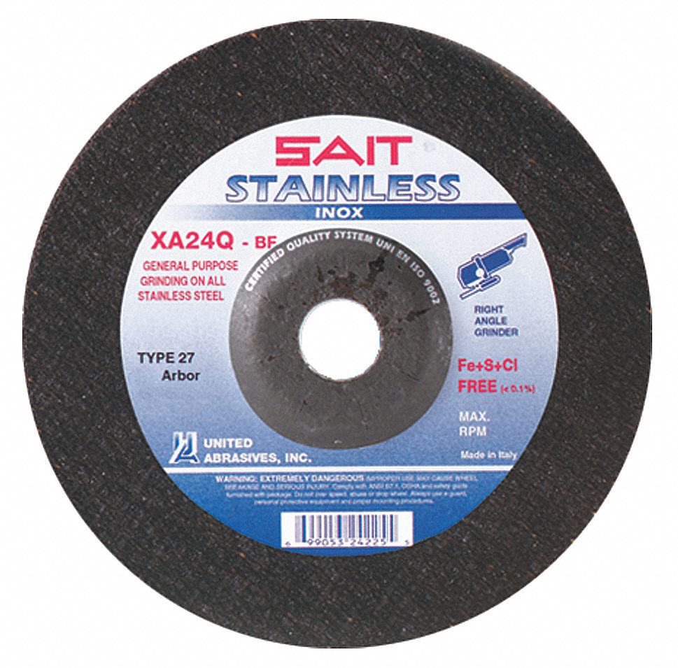 UNITED ABRASIVESSAIT Depressed Center Wheels Aluminum Oxide, 6 in