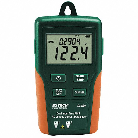 Dual Input AC Voltage/Current Datalogger: 6 to 600V AC, 2 Volt Channels, 10 to 200A AC, USB