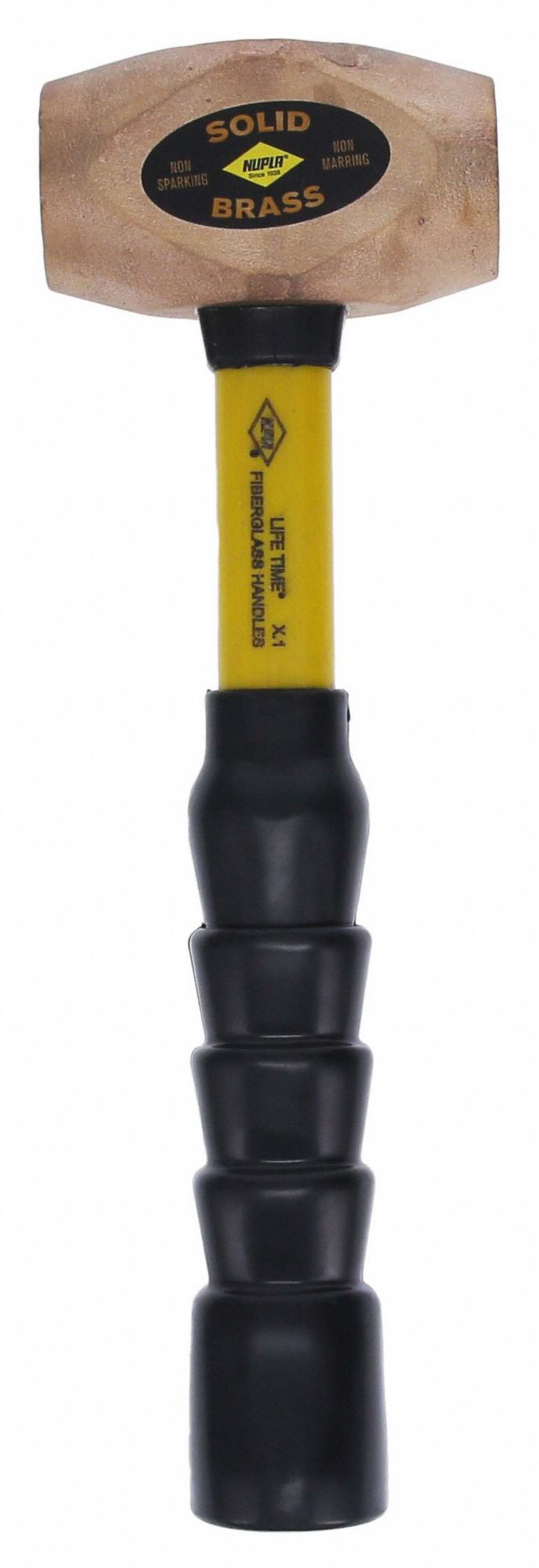 NON-SPARKING ENGINEERING HAMMER, FIBREGLASS HANDLE, 4 LB HEAD WT, 1⅝ IN DIA, 12 IN OVERALL L