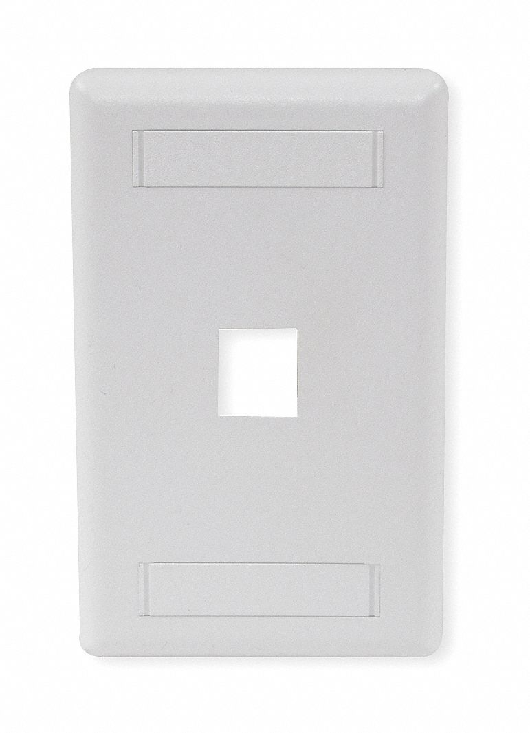 Wall Plate: White, 1 Gang, 1 Port, Flat Module, Plastic, Vertical