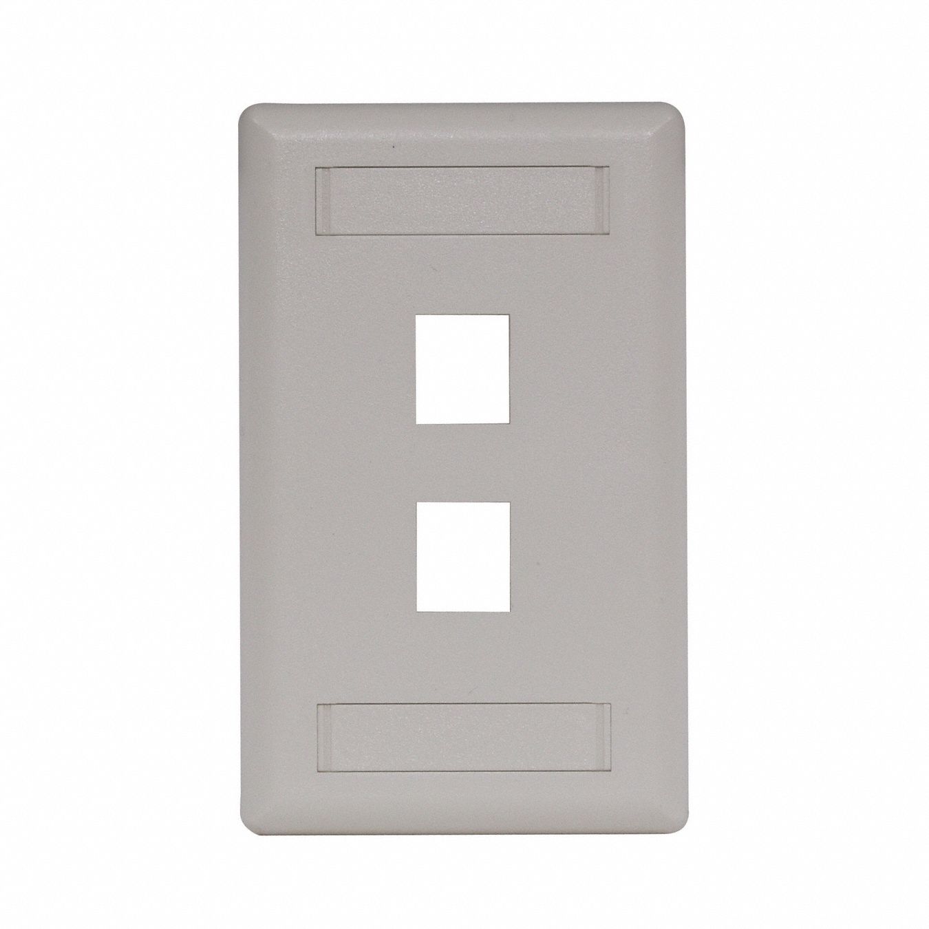 Wall Plate: Office White, 1 Gang, 2 Port, Flat Module, Plastic, Vertical