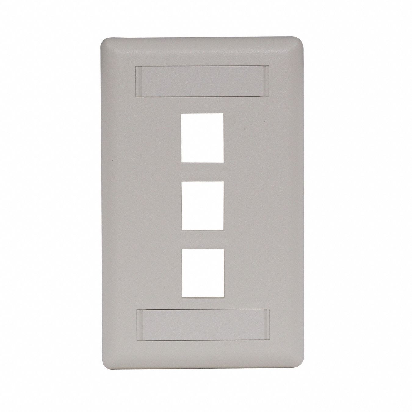 WALL PLATE, AUDIO/VIDEO, OFFICE WHITE, 1 GANG, VERTICAL, 3 PORTS