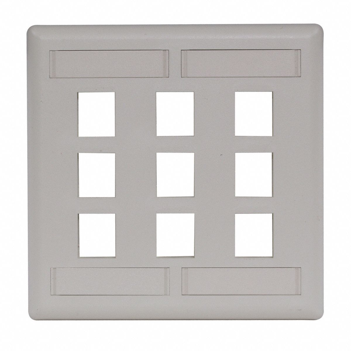 Wall Plate: Office White, 1 Gang, 9 Port, Flat Module, Plastic, Vertical