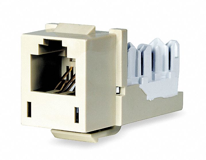 MODULAR JACK, PUNCH-DOWN, CATEGORY JACKS, 1 PORT, IVORY, CAT 5E, RJ25, COPPER