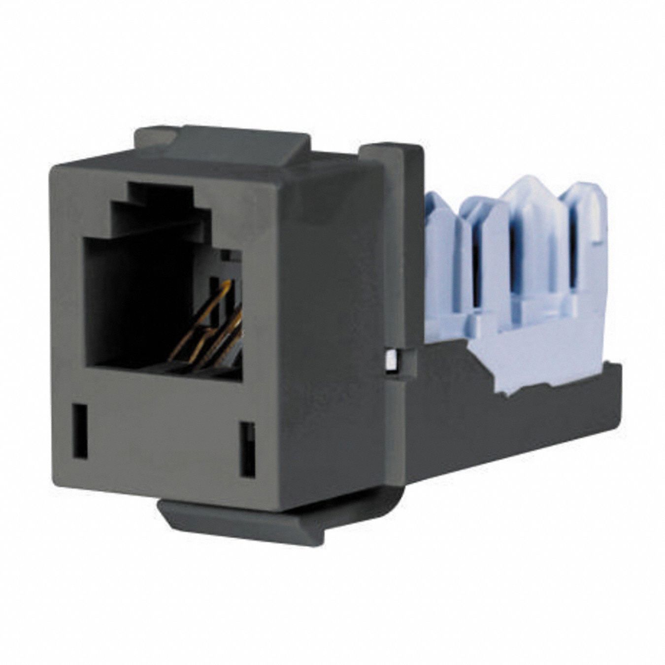 MODULAR JACK, PUNCH-DOWN, CATEGORY JACKS, 1 PORT, GREY, CAT 5E, RJ25, COPPER