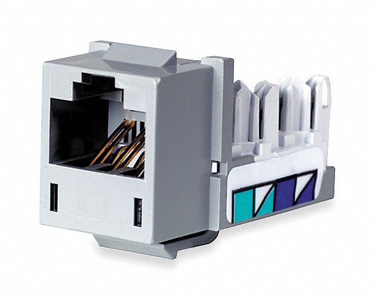 HUBBELL PREMISE WIRING Modular Jack, Gray, Plastic, Series: Standard