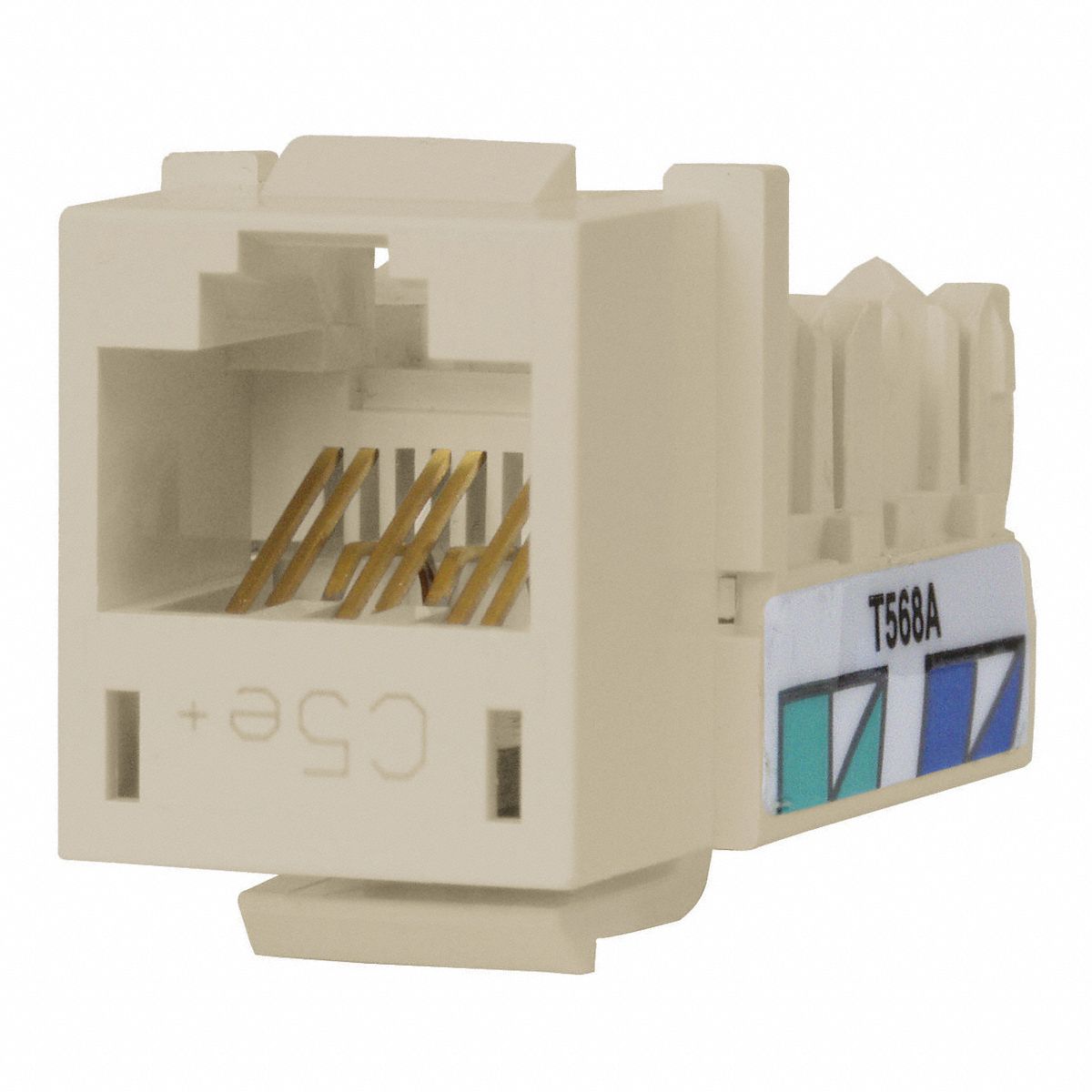 MODULAR JACK, 1-PUNCH, 1 PORT, CAT 5E, COPPER, OFF-WHITE, HXJ5EOW