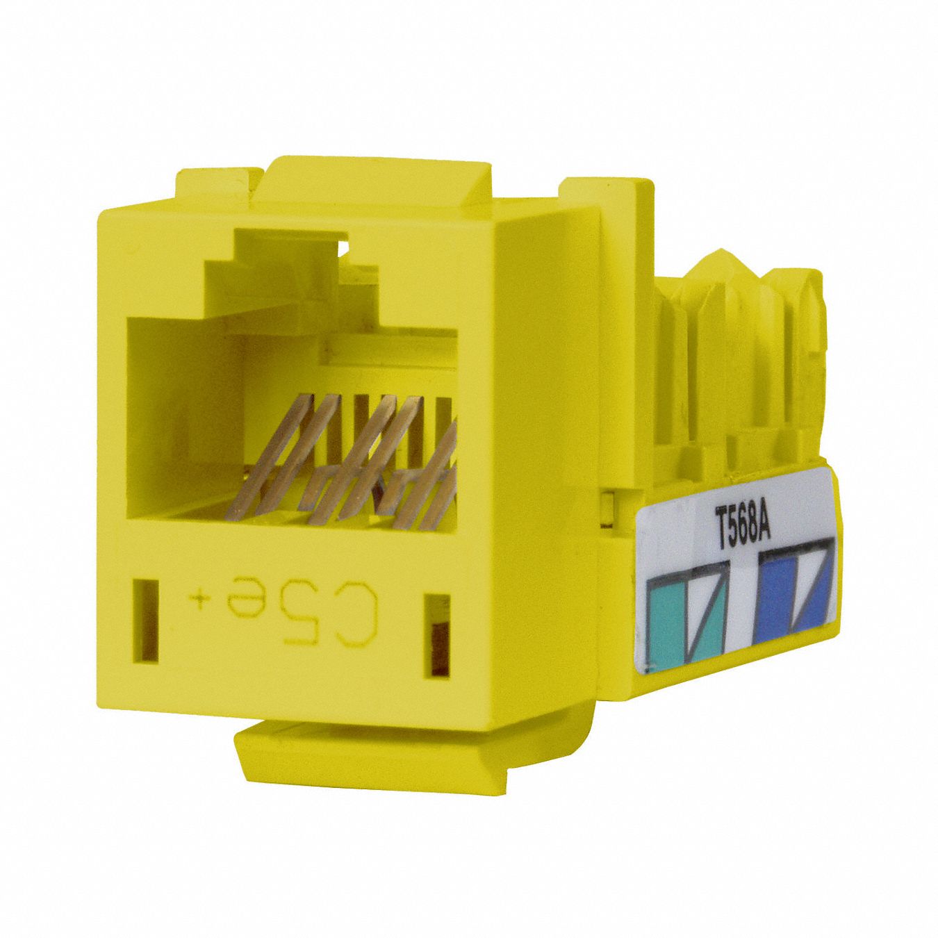 Modular Jack: 1-Punch, 1 Ports, Yellow, 5e, Copper, Yellow, HXJ5EY