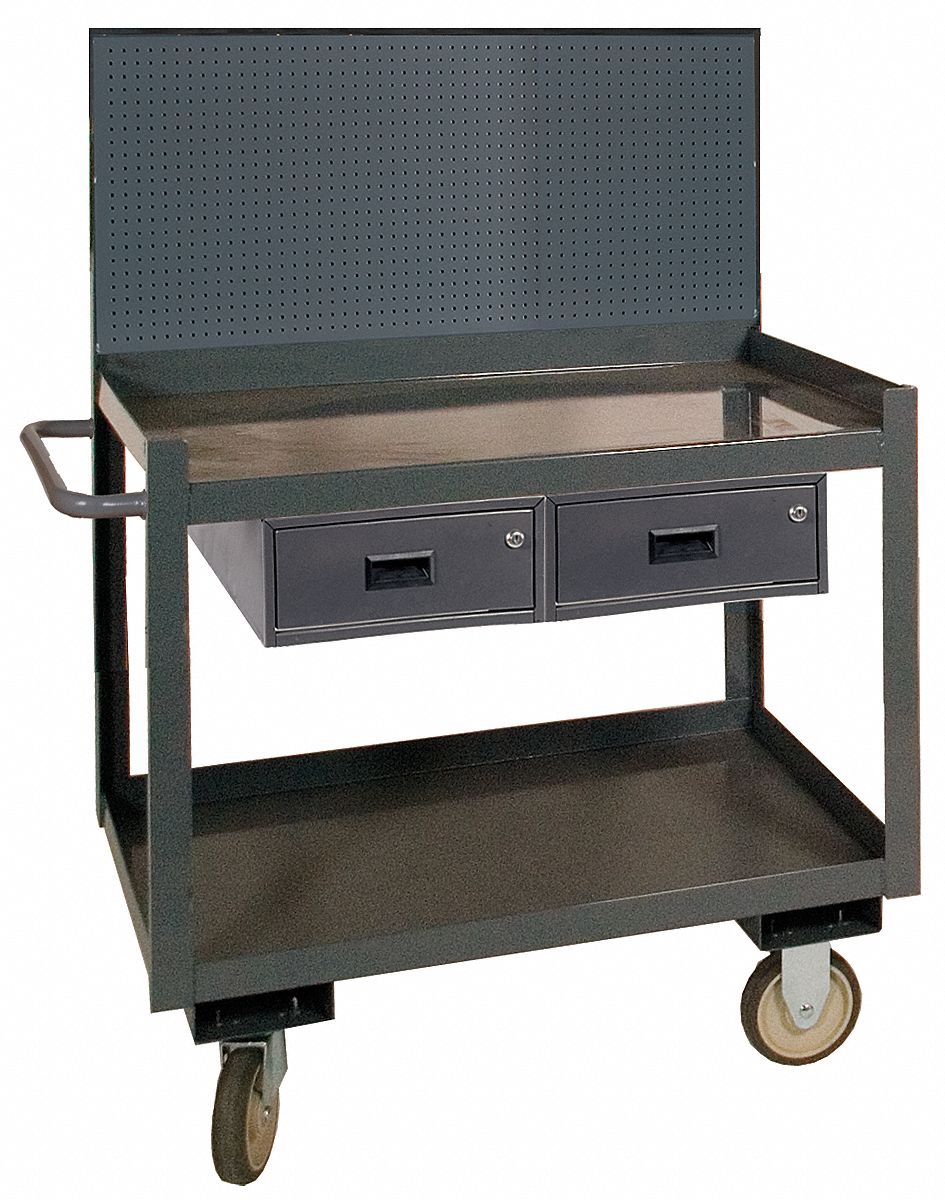STEEL MOBILE WORKSTATION WITH PEGBOARD STORAGE, 1,200 LB LOAD CAPACITY