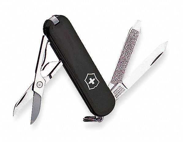 KNIFE,SWISS ARMY,7 FUNCTIONS,BLACK