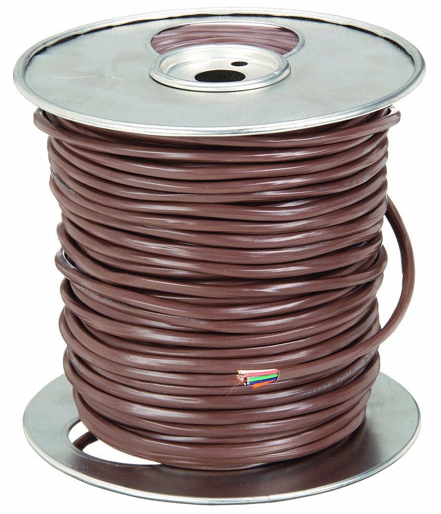 THERMOSTAT WIRE, 18 AWG WIRE SIZE, 8 CONDUCTORS, 250 FT L, NONPLENUM, BROWN