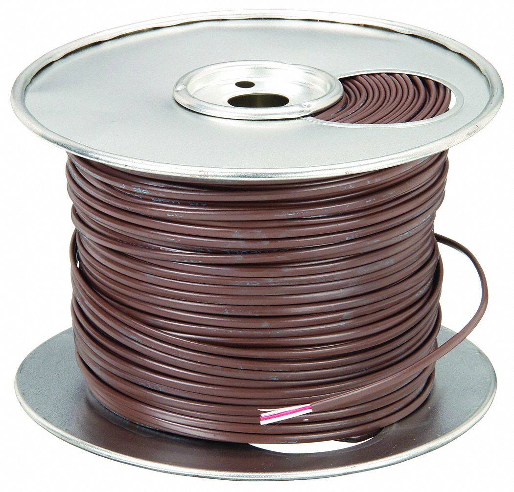 THERMOSTAT WIRE, 18 AWG WIRE SIZE, 2 CONDUCTORS, 500 FT L, BROWN