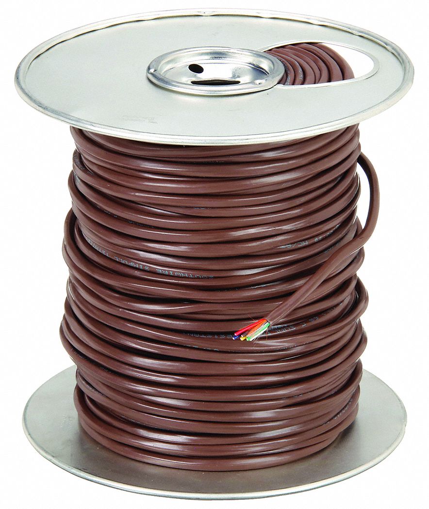 THERMOSTAT WIRE, 18 AWG WIRE SIZE, 6 CONDUCTORS, 250 FT L, NONPLENUM, BROWN