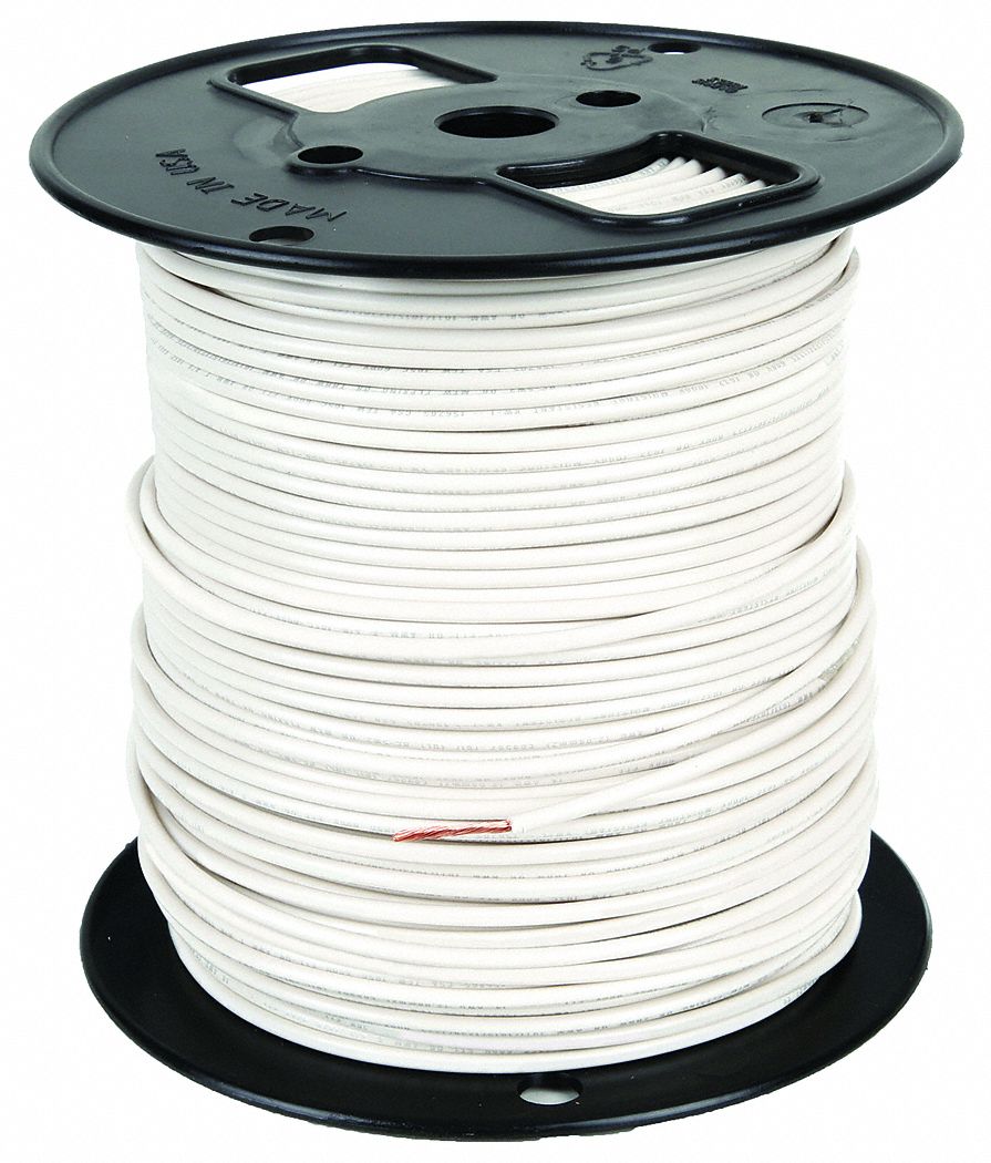 CORDON PORTATIF,FIL BLANC,VESTE BLANCHE,0.16 PO DE DIA,500 FT,CUIVRE/PVC,1 ROULEAU