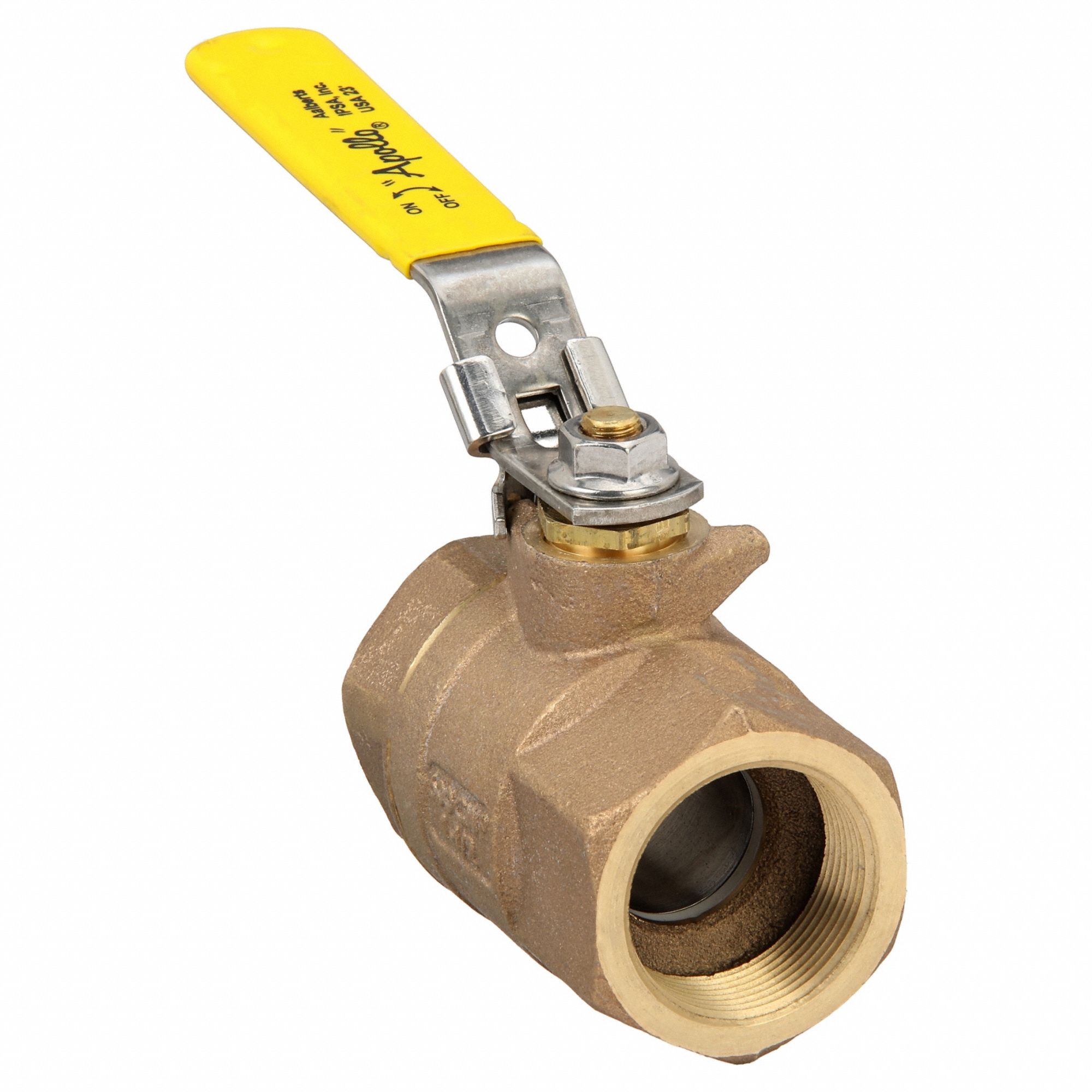Manual Two-Way Ball Valve: 1 1/2 in, Bronze, Straight, FNPT x FNPT, Std Port, Two-Piece, PTFE