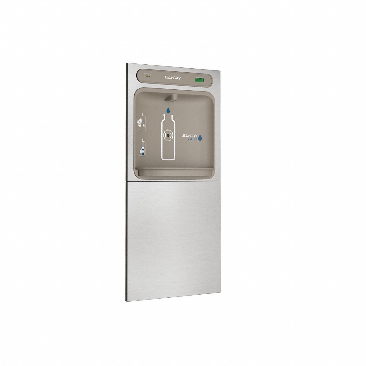 Bottle Filler: In-Wall, Non-Refrigerated, Stainless Steel, Silver, Plain, 40 7/8 in Overall Ht