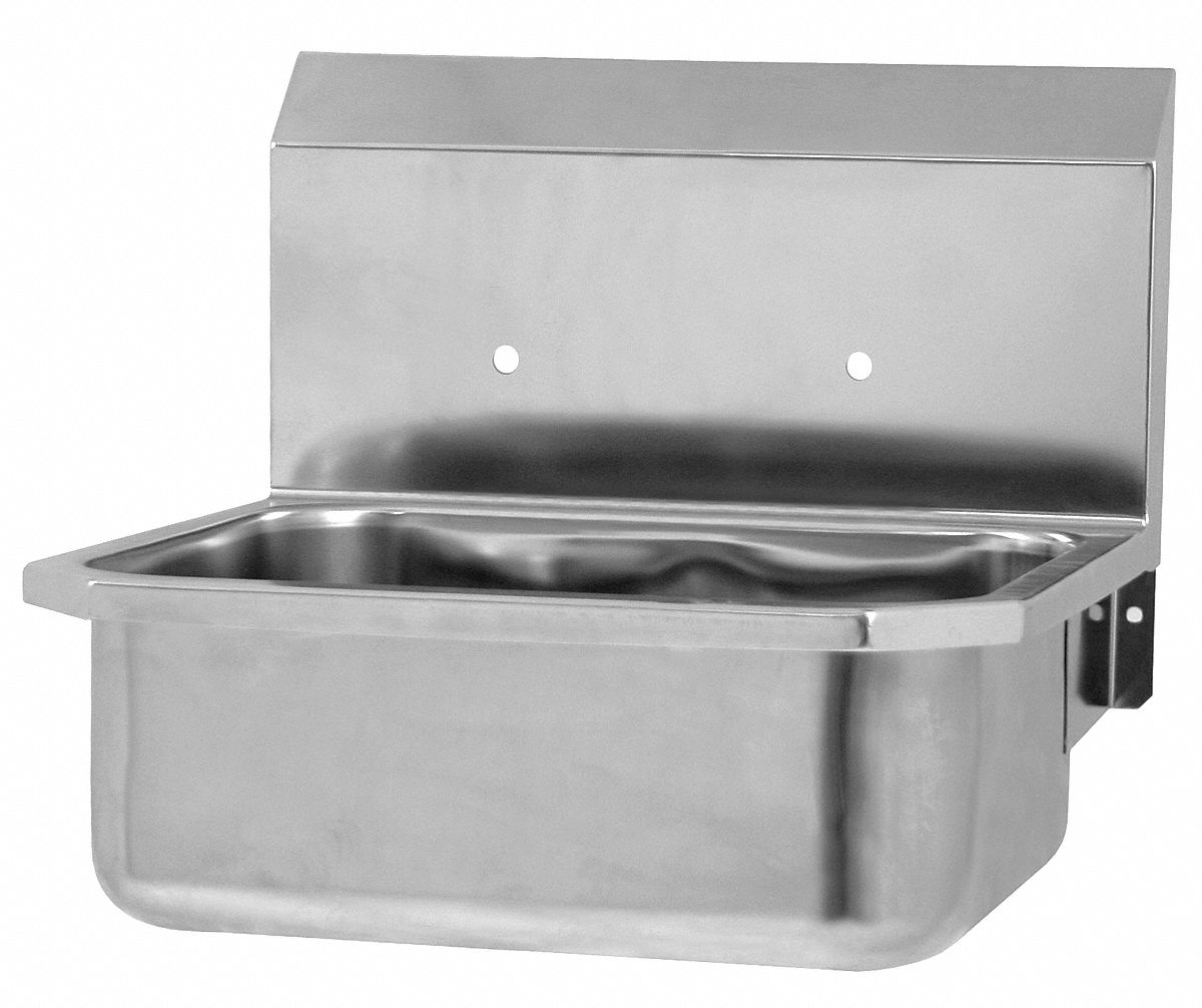 Hand Sink: 1 Stations, 7 in Bowl Dp, 17 in Bowl Lg, 14 in Bowl Wd, Faucet Not Included