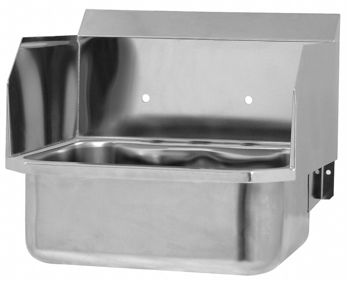 Hand Sink: 1 Stations, 7 in Bowl Dp, 17 in Bowl Lg, 14 in Bowl Wd, Faucet Not Included