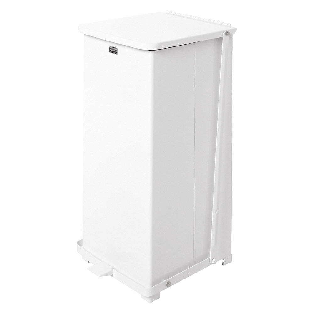 Rubbermaid Commercial FGT1424EPLWH WasteMaster Steel 24-Gallon Hinged Top Indoor Utility Trash Can White