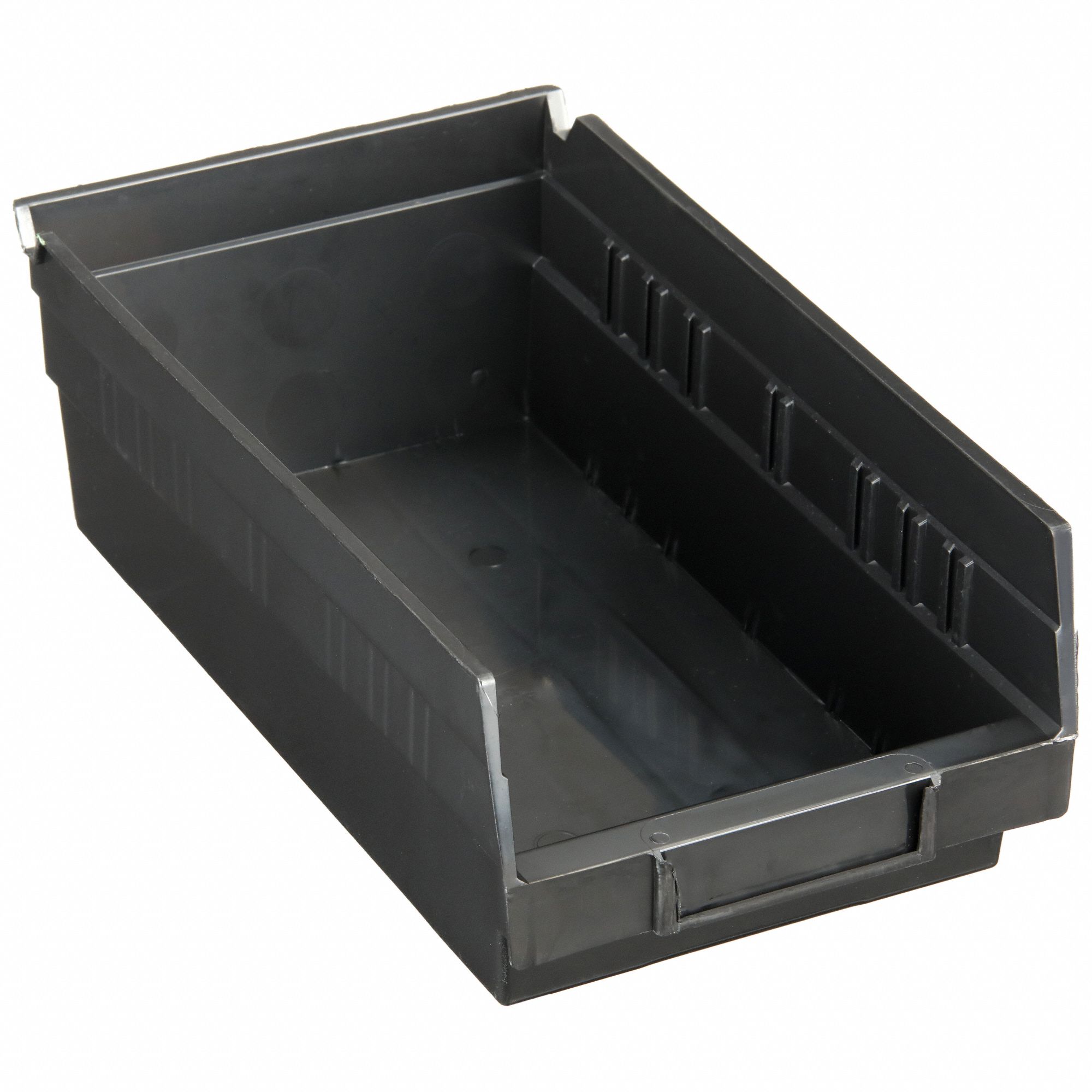 Shelf Bin: 11 5/8 in Overall Lg, 6 5/8 in x 4 in, Black, Nesting Capable