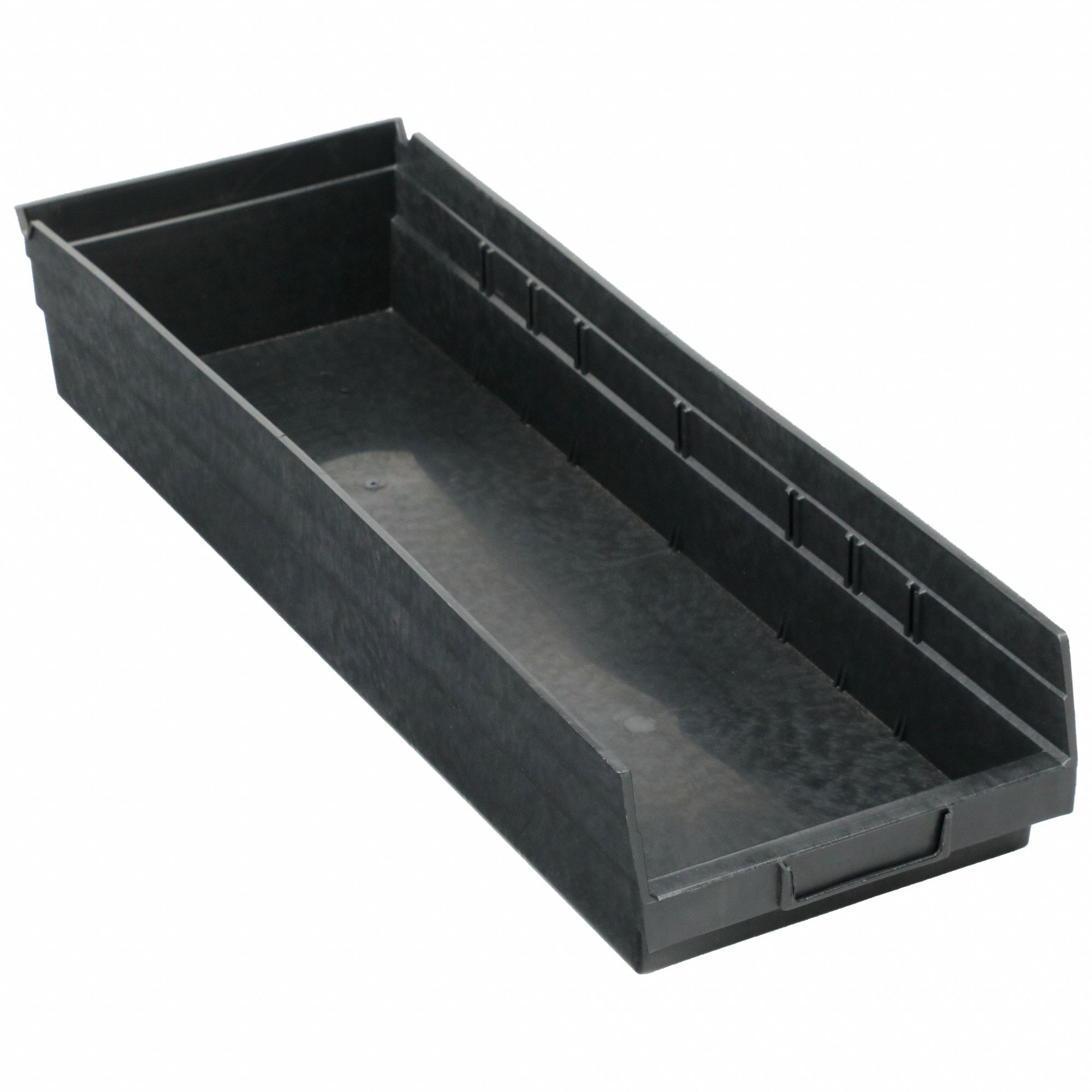 Shelf Bin: 23 5/8 in Overall Lg, 8 3/8 in x 4 in, Black, Nesting Capable