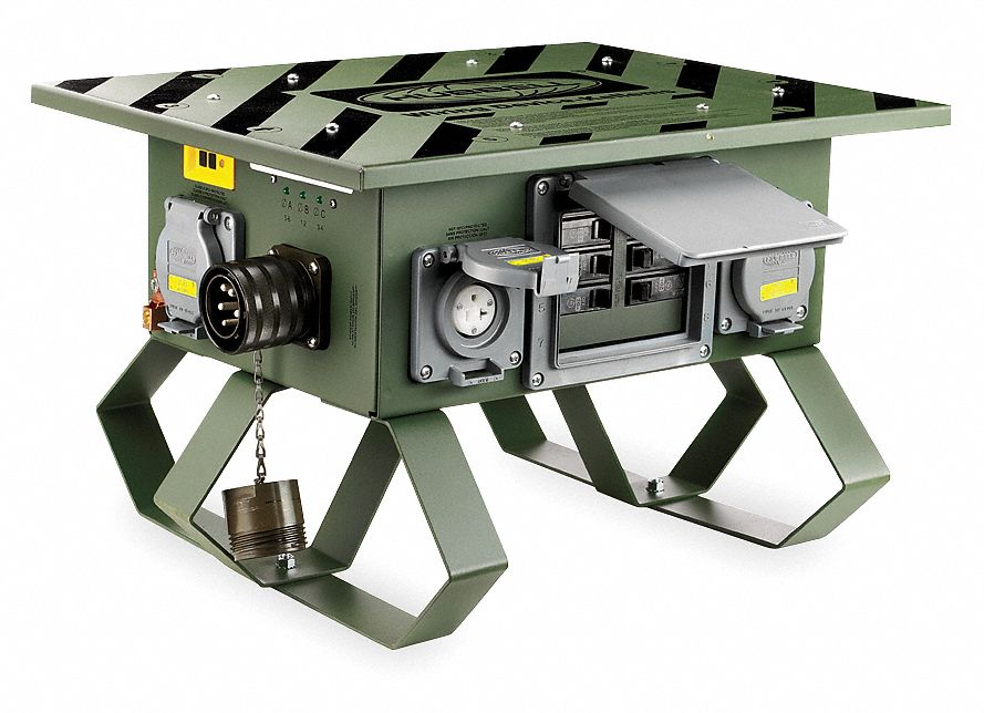 Power Distribution Box: Three Phase, 125/250V AC, 7 Outlets