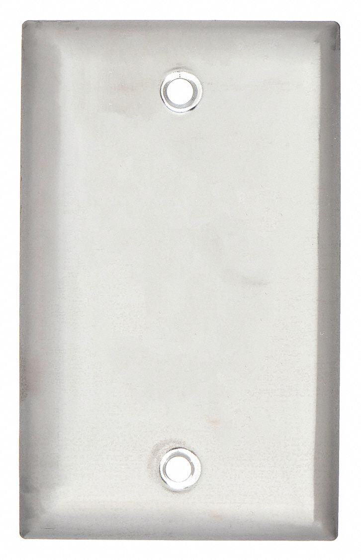 BLANK BOX MOUNT WALL PLATE, BLANK, CHROME, SILVER, 0 OUTLET OPENINGS, 0 SWITCH OPENINGS