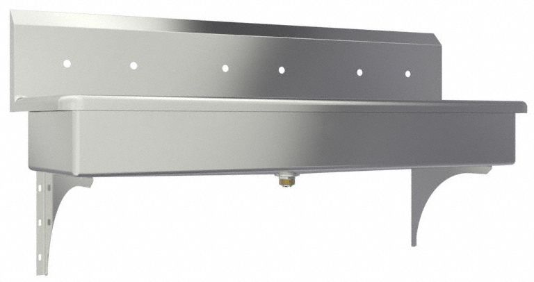 Wash Station: 3 Stations, 8 in Bowl Dp, 57 in Bowl Lg, 16 1/2 in Bowl Wd, 6 Faucet Holes