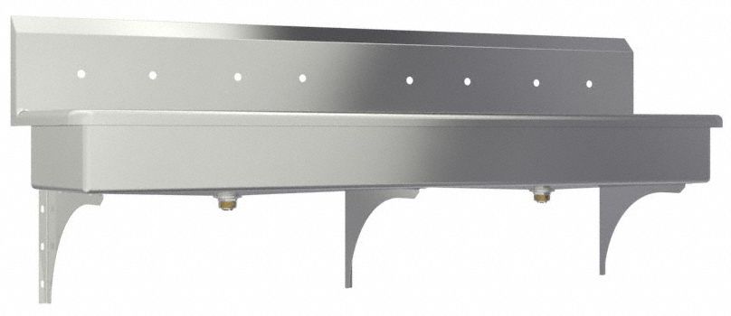 Wash Station: 4 Stations, 8 in Bowl Dp, 77 in Bowl Lg, 16 1/2 in Bowl Wd, 8 Faucet Holes