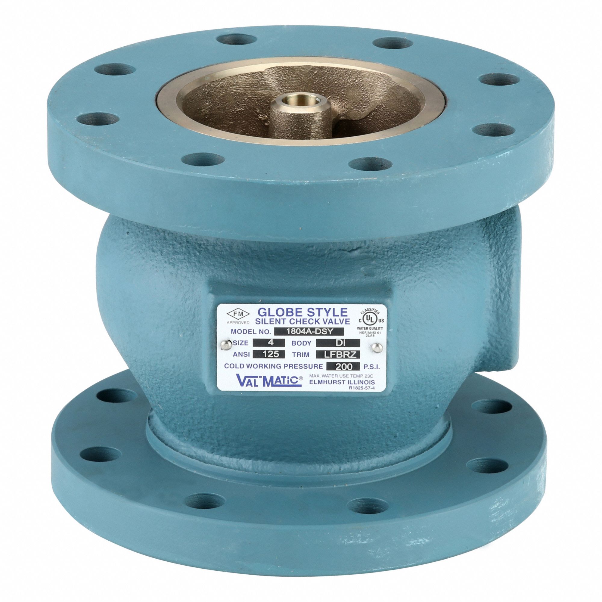 Silent Check Valve: Double Disc, Inline Valve Body, 4 in Pipe Size, Class 125 Flange