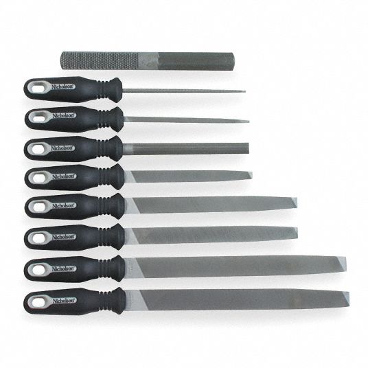 Nicholson Maintenance File Set Includes Handle 9 Pieces Bastard Cut Smooth Cut Pouch 5lz87 230hnnn Grainger