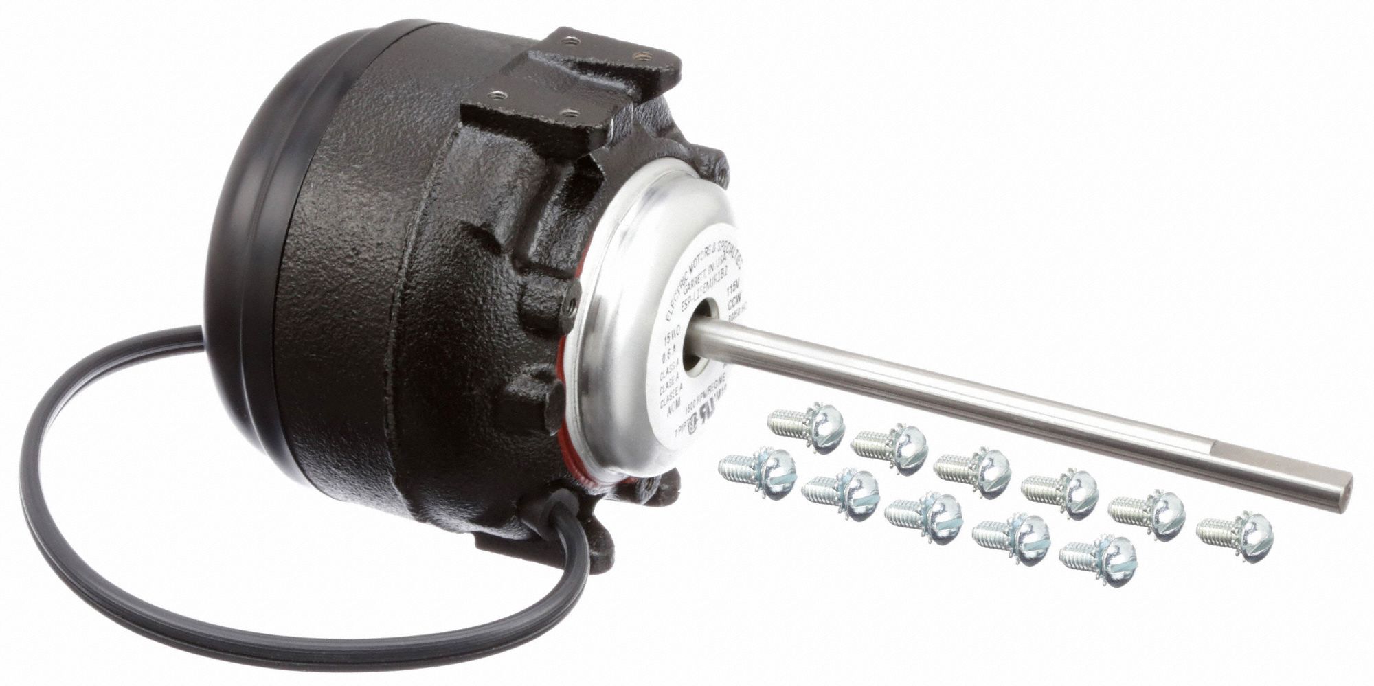 EM&S Unit Bearing Motor, 1/50 HP, Shaded Pole, Nameplate RPM 1,500, No