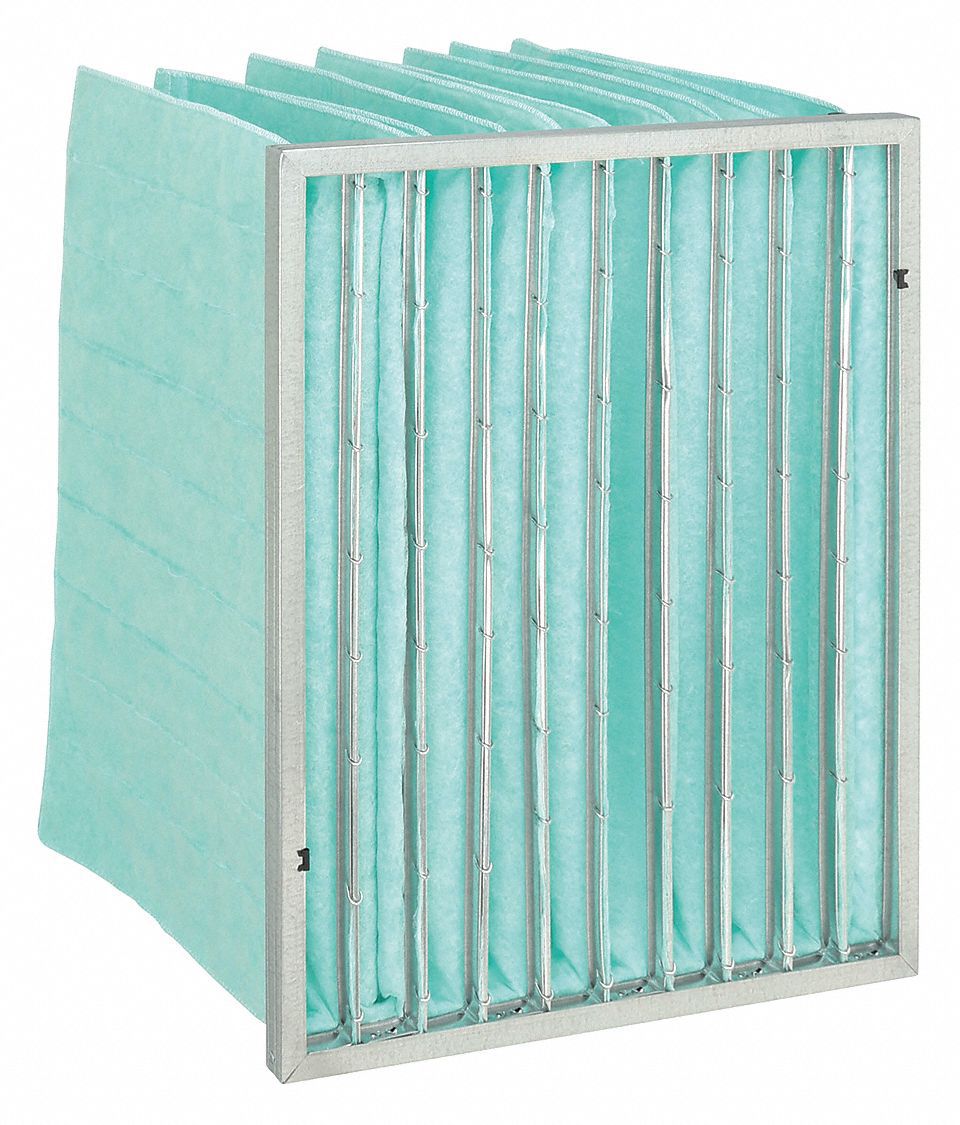 Pocket Air Filter: 24 in x 20 in x 15 in, MERV 11, Orange, Synthetic, 10 Pockets