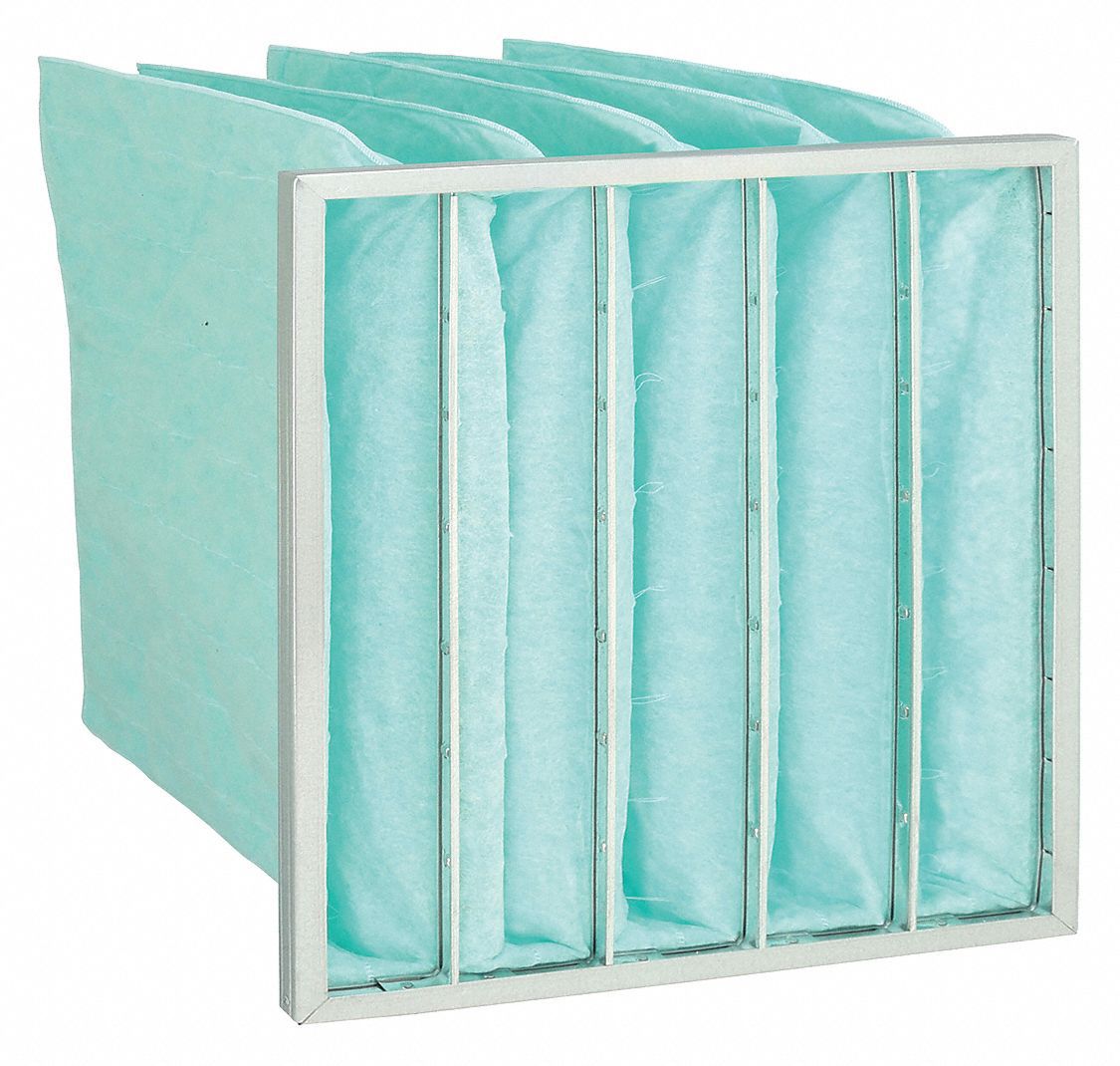 Pocket Air Filter: 20 in x 20 in x 30 in, MERV 11, Orange, Synthetic, 5 Pockets