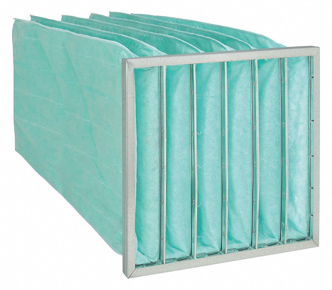 Pocket Air Filter: 24 in x 24 in x 30 in, MERV 11, Orange, Synthetic, 6 Pockets