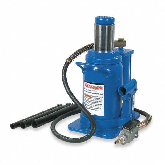 WESTWARD 8 7/8 in x 6 3/4 in Air/Manual Hydraulic — Bottle Jack with 20