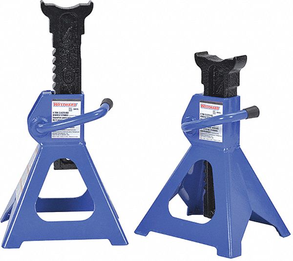 Vehicle Stand: Ratchet Handle, 4 ton Load Capacity, 18 1/8 in Max Extended Ht, Square, 1 PR
