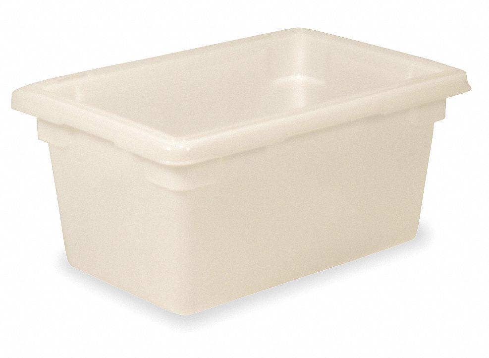 Food/Tote Box: 5 gal Capacity, White Body, Polyethylene, White