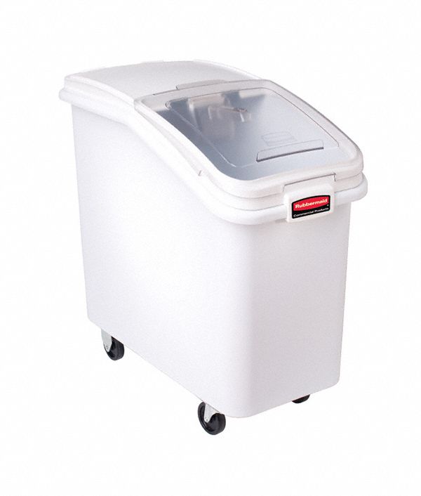 Mobile Bulk Storage: 500 qt Capacity, White, 28 in Overall Ht