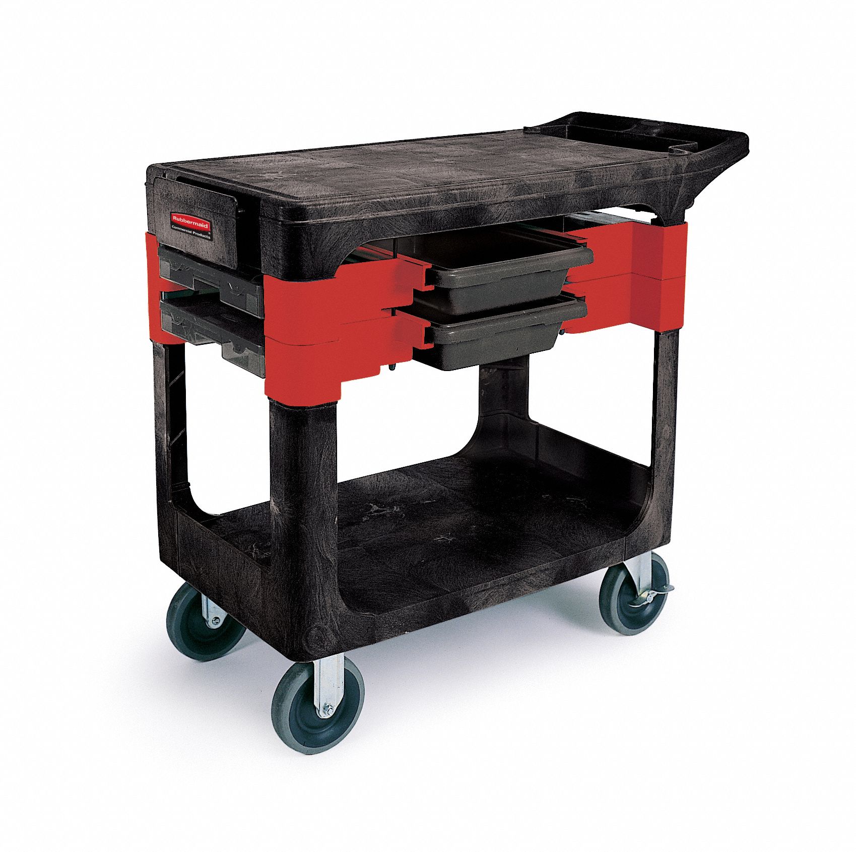 MOBILE CABINET WORKBENCH, 330 LB LOAD CAPACITY, 2 RIGID/2 SWIVEL
