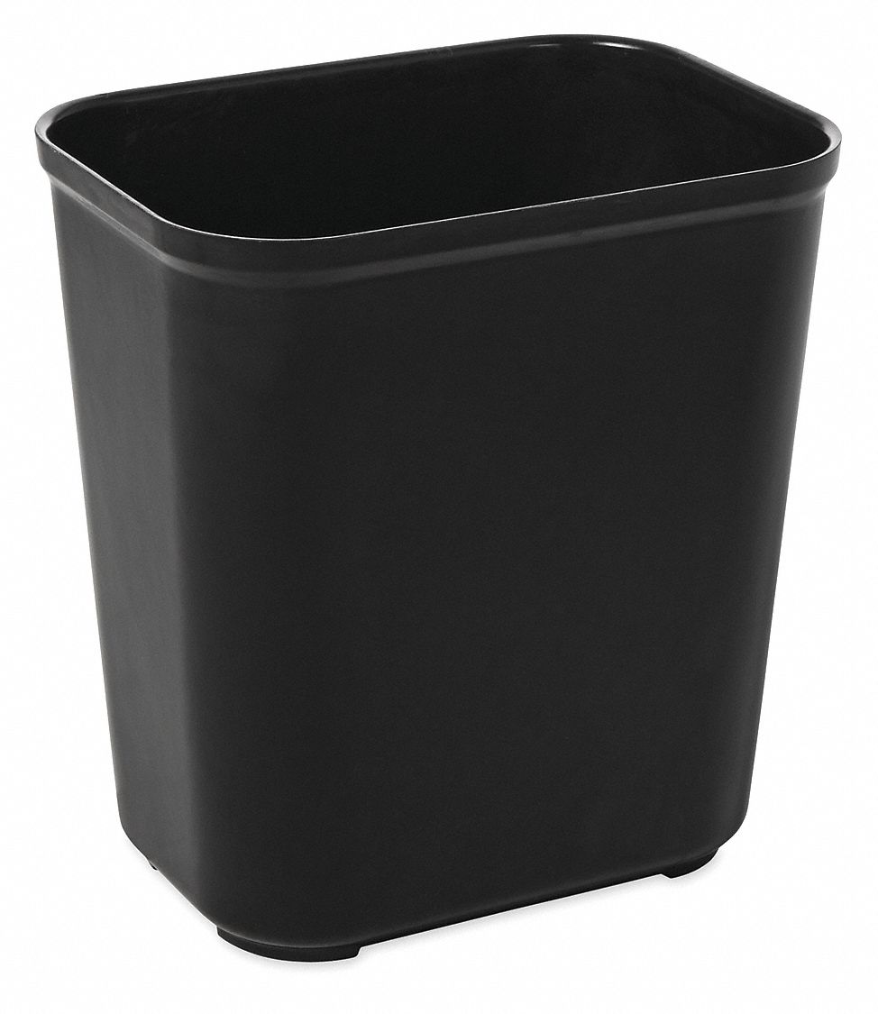 FG254300GRAY 7 Gallon Black Rubbermaid Commercial Fire-Resistant Trash Can 