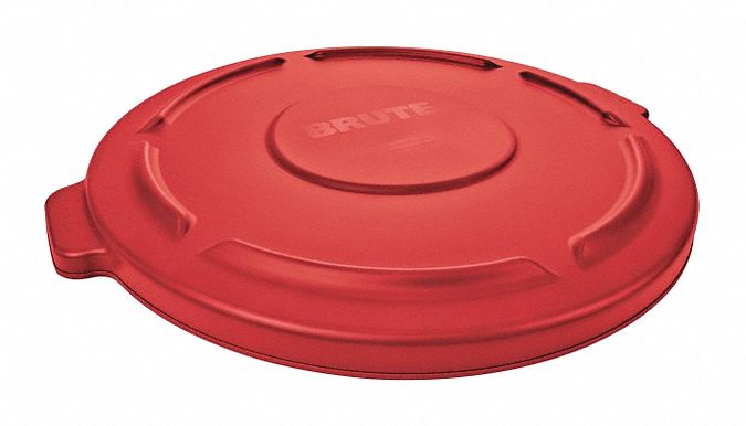 Trash Can Top: Round, 44 gal Capacity, 24 1/2 in Overall Dia, Red