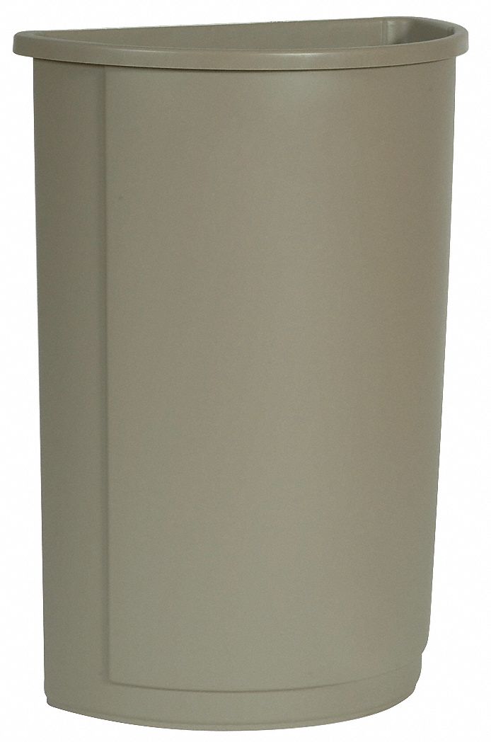 TRASH CAN,HALF ROUND,21 GAL.,BEIGE