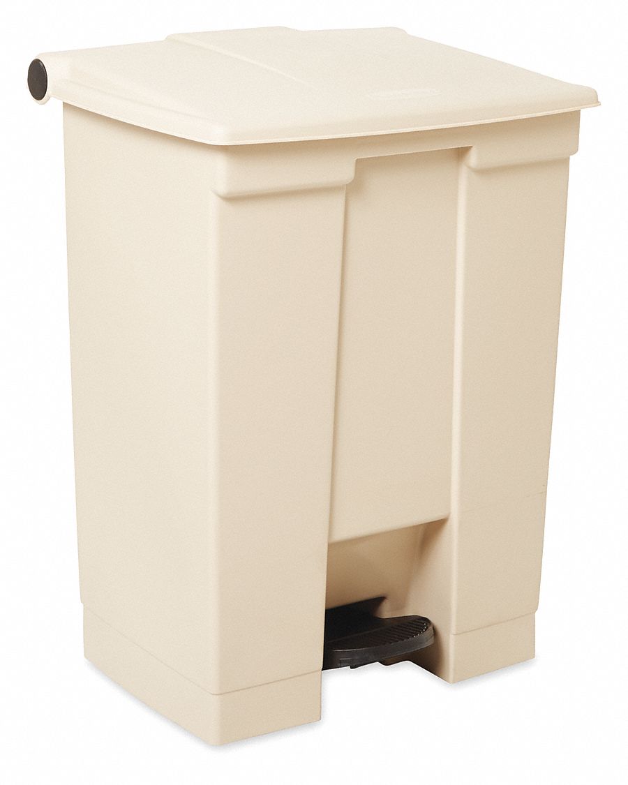 Rubbermaid Commercial Trash Can,45 gal.,Beige,Plastic FG917388BEIG