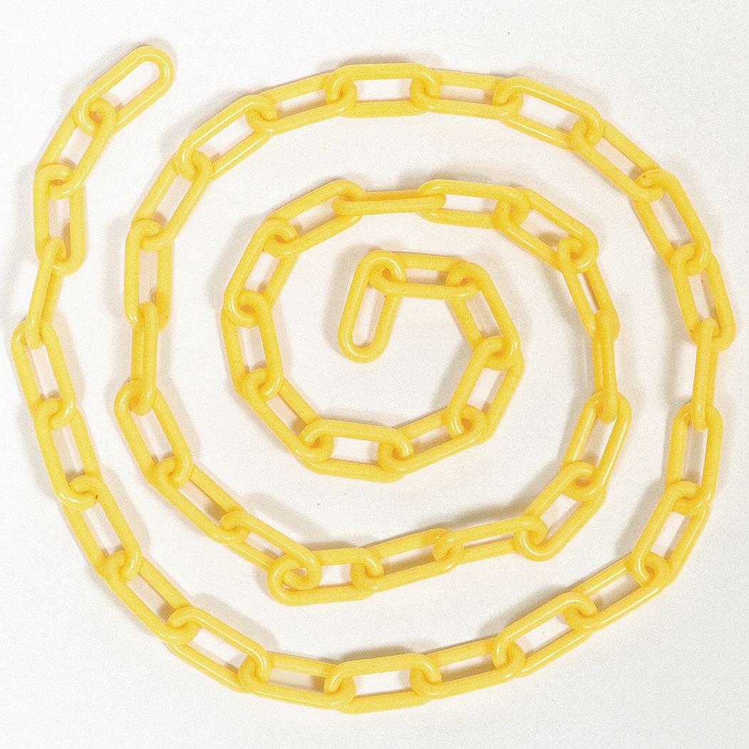 RUBBERMAID COMMERCIAL PRODUCTS Plastic Chain, 20 ft, Yellow 5M887