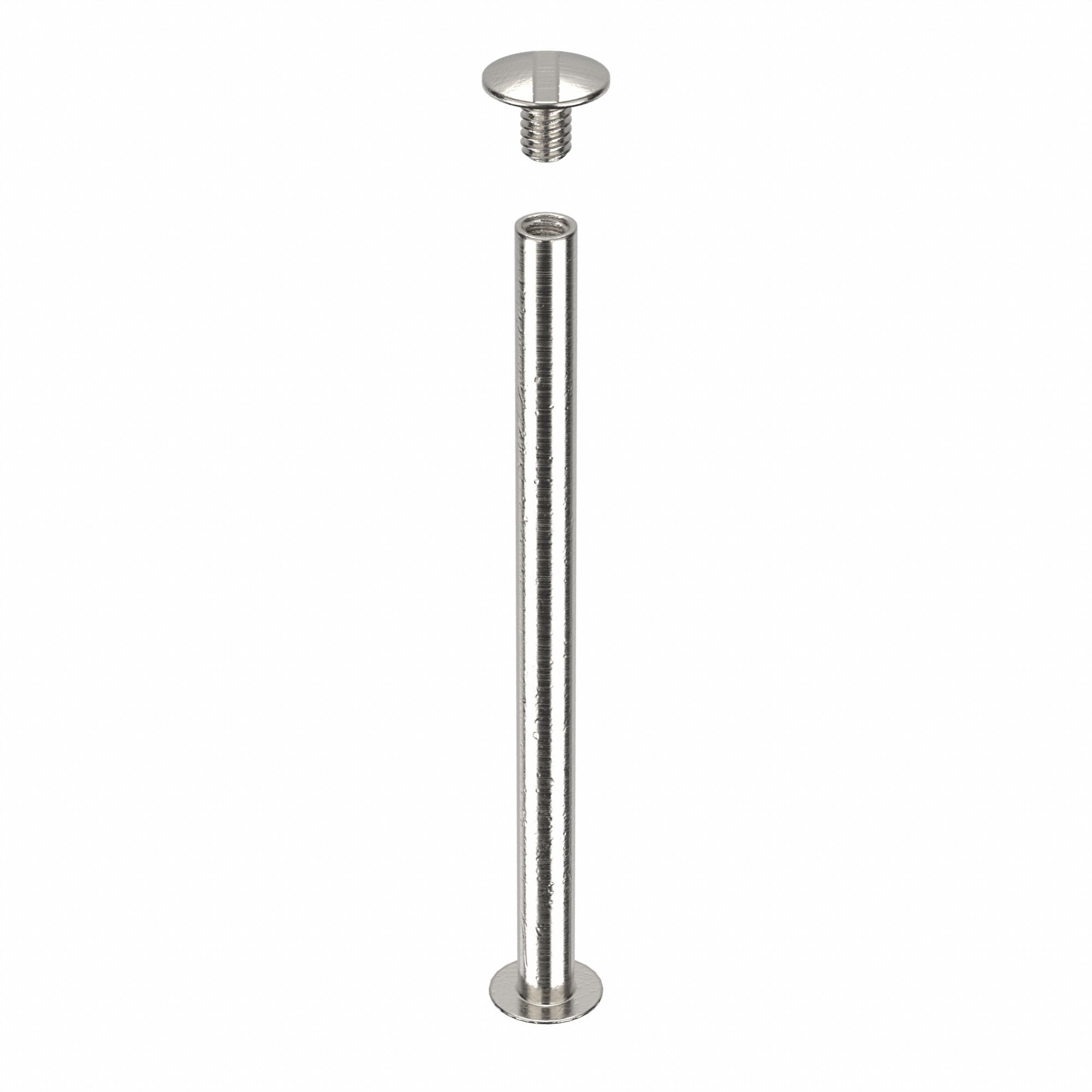 Binding Post Assembly: #8-32 Thread Size, 13/64 in Brl Dia, 3 in Brl Lg, Aluminum, Plain, 10 PK