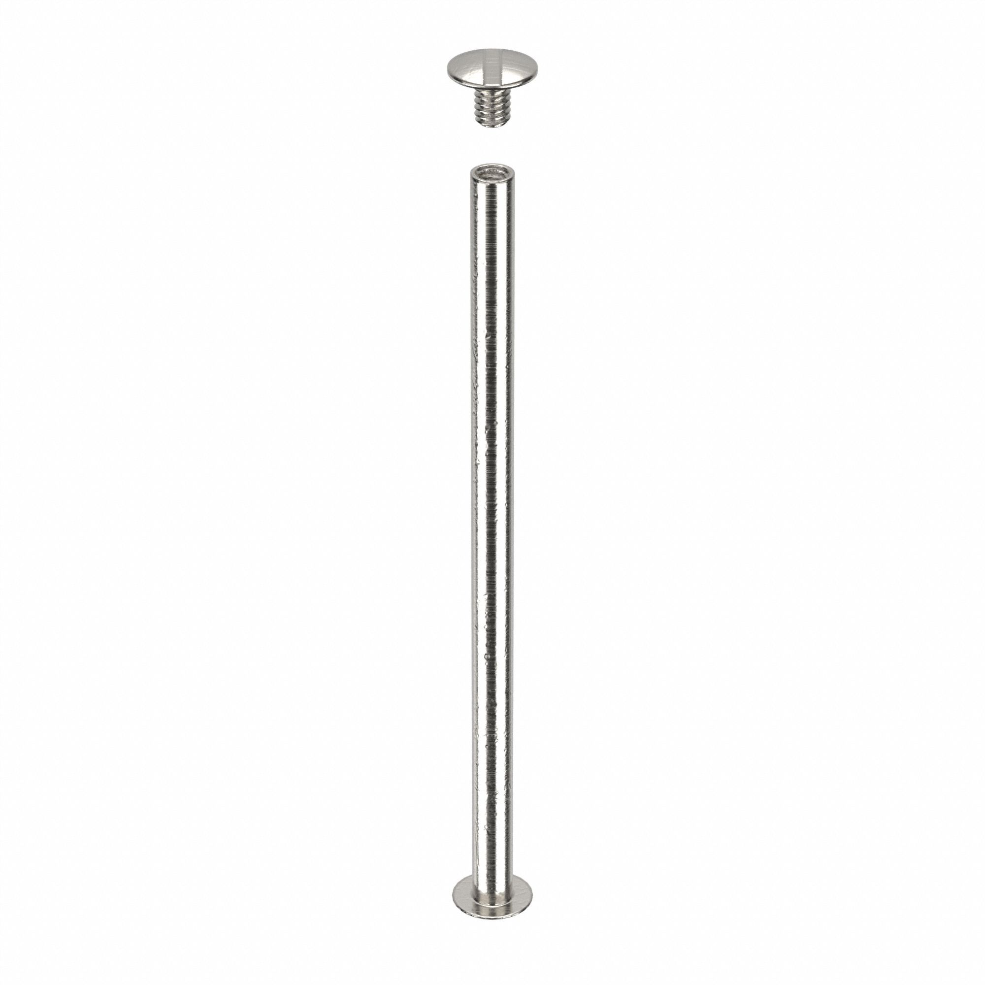 Binding Post Assembly: #8-32 Thread Size, 13/64 in Brl Dia, 4 in Brl Lg, Aluminum, Plain, 10 PK