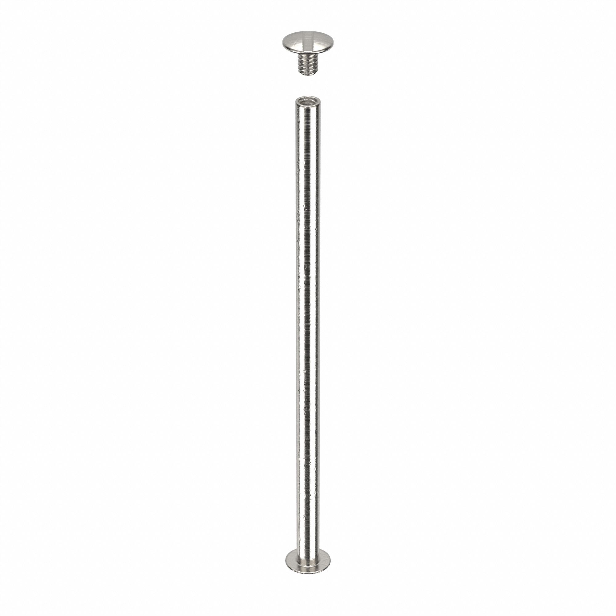 Binding Post Assembly: #8-32 Thread Size, 13/64 in Brl Dia, 4 1/2 in Brl Lg, Aluminum, Plain, 5 PK